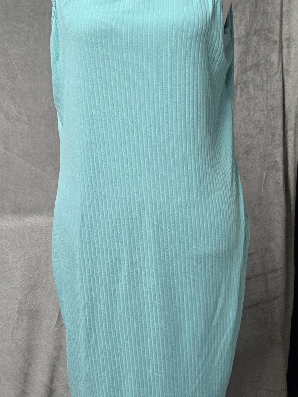 No Boundaries Ribbed Sleeveless Shift Dress in Aqua Blue